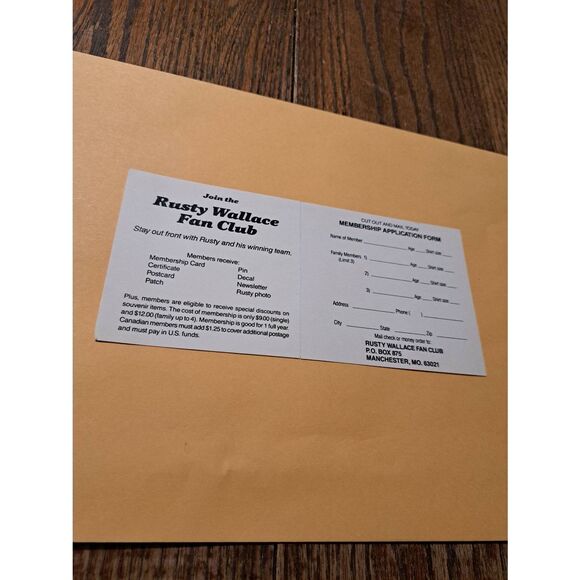 Vintage Rusty Wallace Fan Club Miller Nascar Bumper Sticker Race Car Mancave - Picture 2 of 2